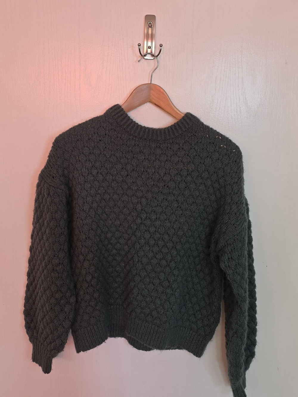 a new day Green Textured Crewneck Sweater Medium